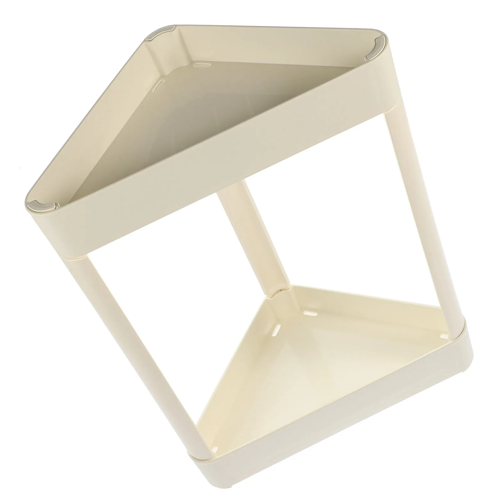 

1pc Double Tier Storage Shelf White Triangle 26x19x35cm Space Saving Bathroom Countertop Organizer Corner Rack Toiletry Holder