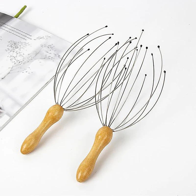 Relieves Tension Health Care Tools Wooden Handle Octopus Head Massager Scratch Scalp Relaxation Relief Body Massager Scratcher
