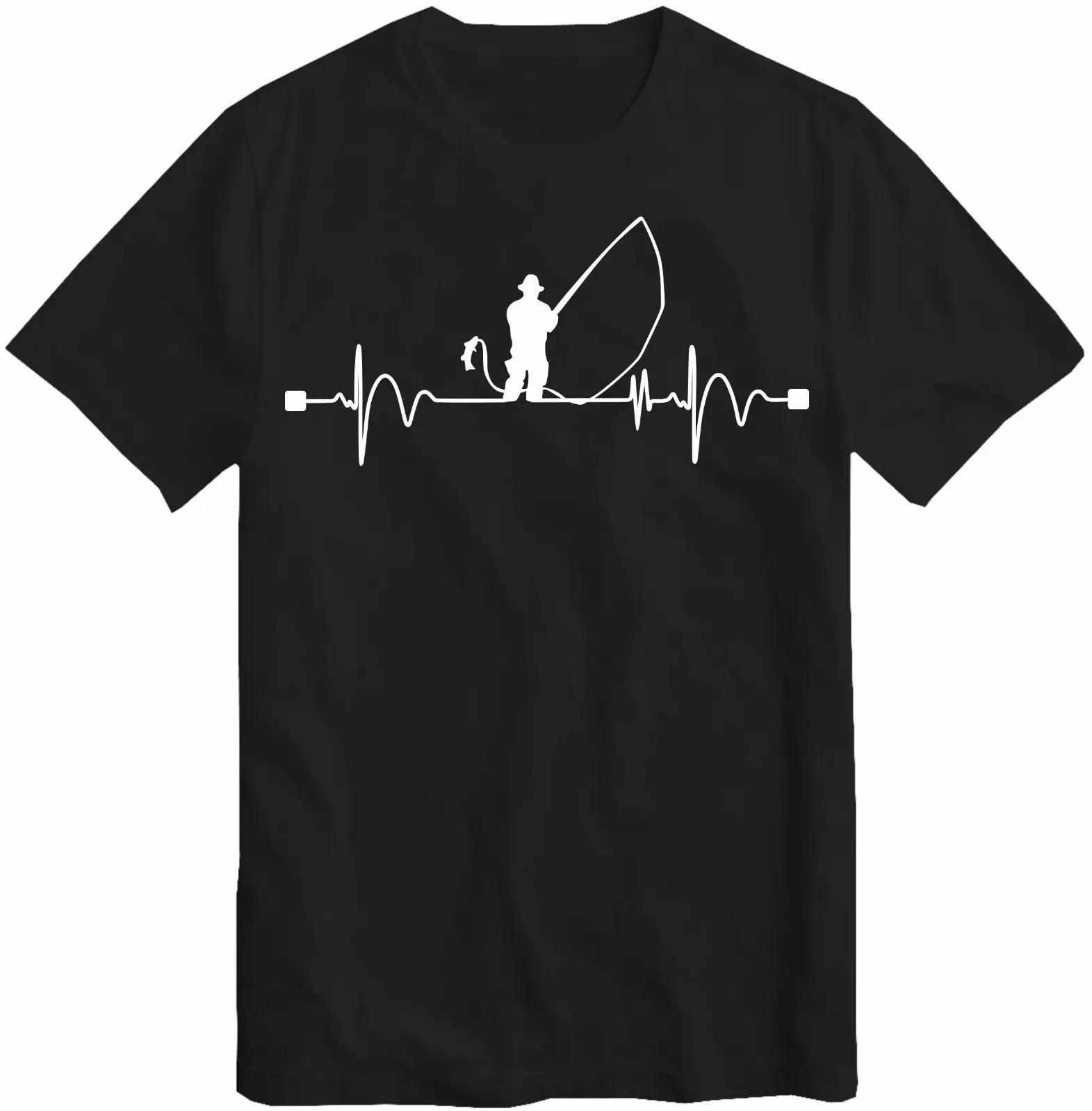 Fishing Heart Beat Pulse T-Shirt Fisherman Gift Angling Angler Catching Fish Fathers Day Birthday Daddy Grandad Gift Top T Shirt