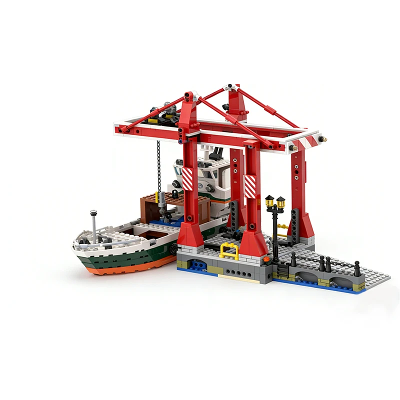 83 PCS Customize Harbor Crane Access Ramp MOC Customize Modular Building Block Simple Design Technology DIY Toy Christmas Gift