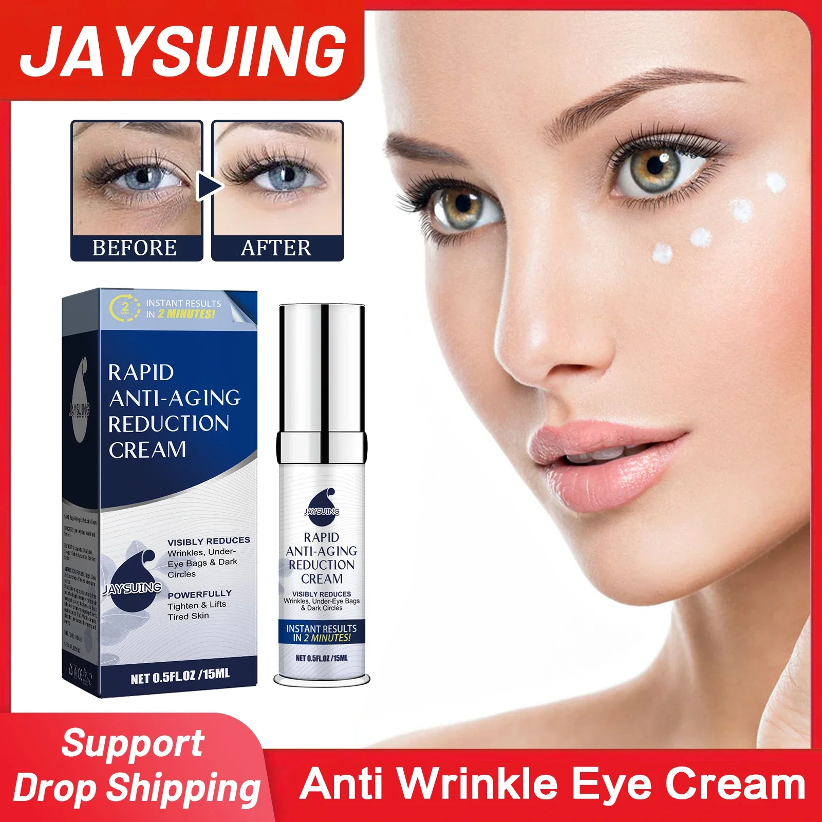 

Anti Wrinkle Eye Cream Remove Dark Circles Eliminate Eye Bags Anti-Puffiness Lighten Fine Lines Firming Brighten Eye Care 15ml