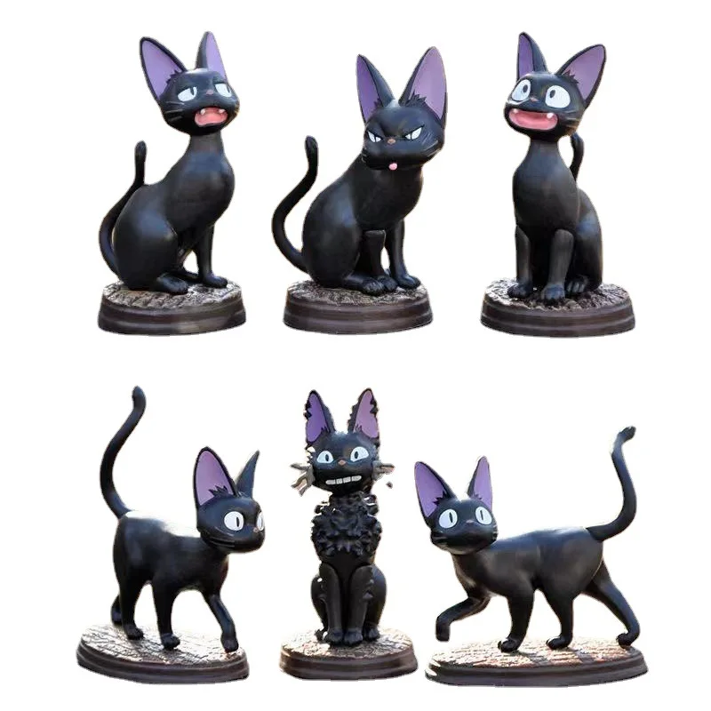 6pcs/set Anime black cat JiJi Q version action figures PVC Model Toys doll Desk Decor Collection Gifts