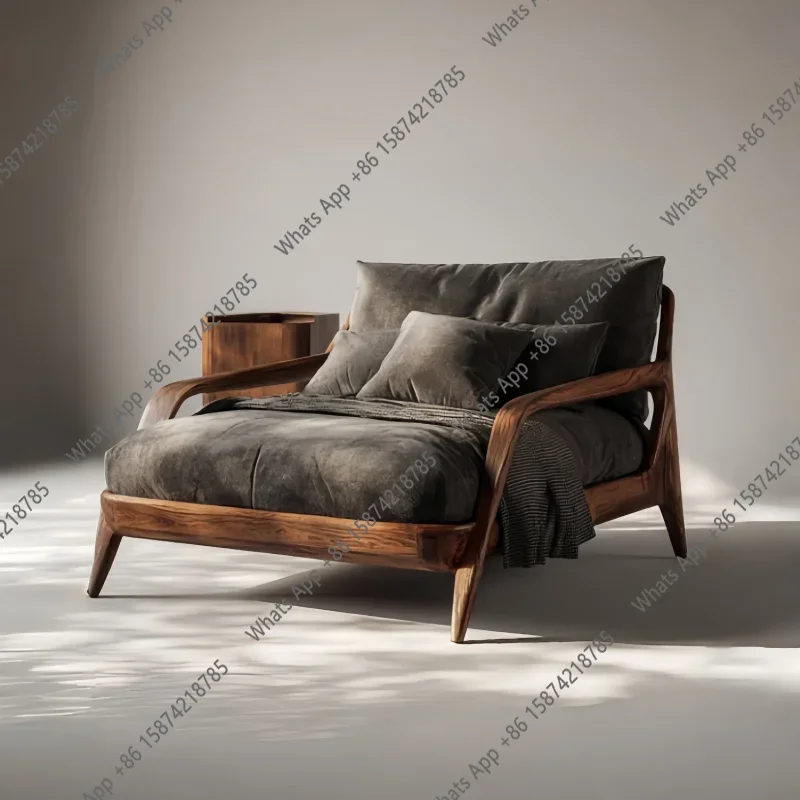 

Wa Italian Minimalist North American Black Walnut Sofa Chair, Modern Minimalist Fabric Lazy Chair Single Leisure Chair