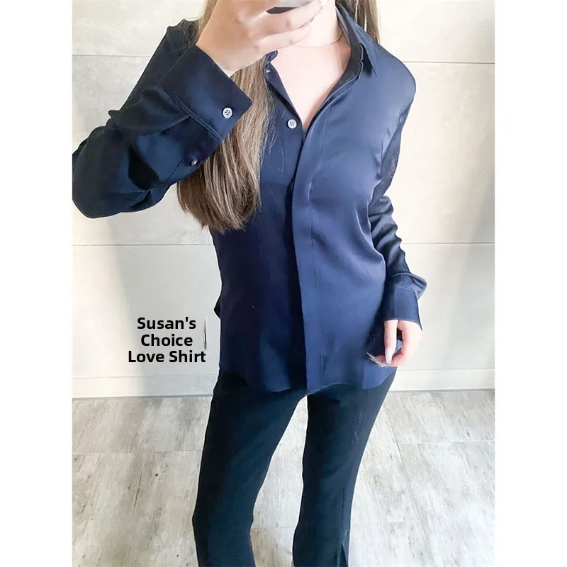 

Ele Classic Silk Long Sve irt Faionable Повседневный верхний коврик Дизайн Высококачественный женский премиум-класса irt