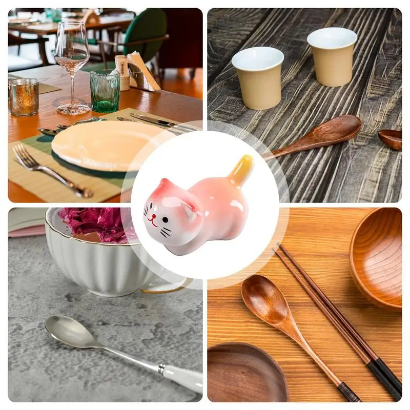 رف أعواد الأكل للمنزل ، مساند وحاملات عود الأكل ، زخارف القطط #5