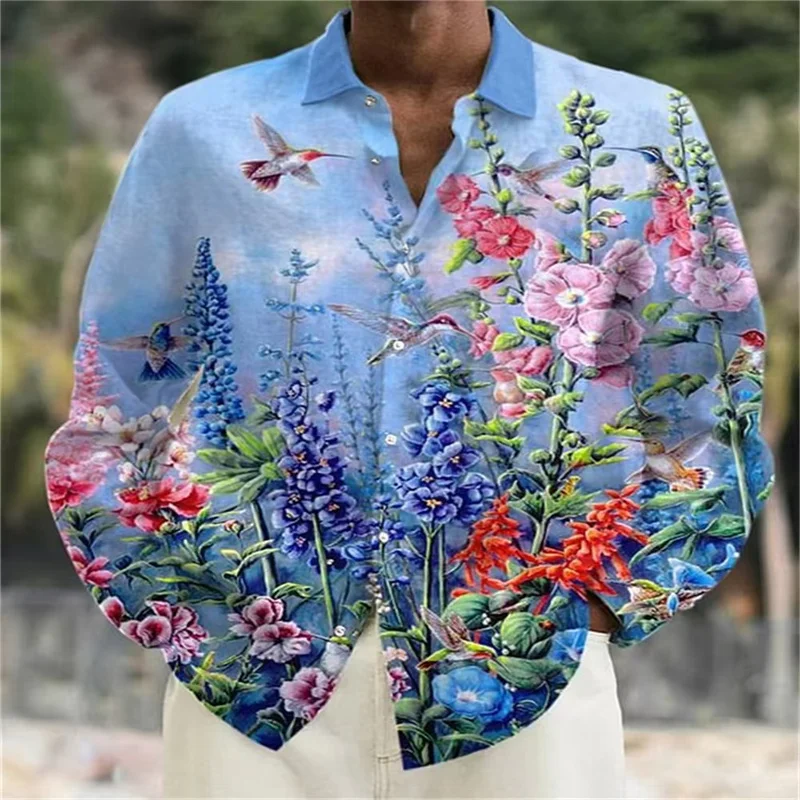 2024 New Men's High Quality Tops Polo Shirt Casual Fashion Trend Creative Flower Pattern High Quality Soft Comfortable Fabric