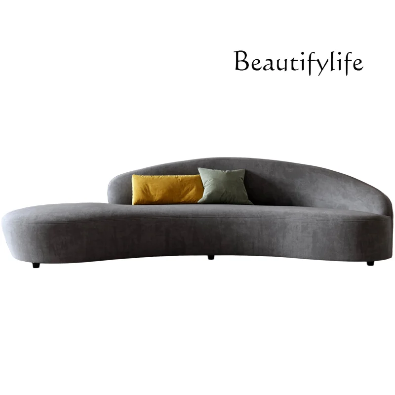 Italian Minimalist Fabric Sofa Light Luxury Living Room Small Apartment Curved Beauty Salon Model Room Sofa