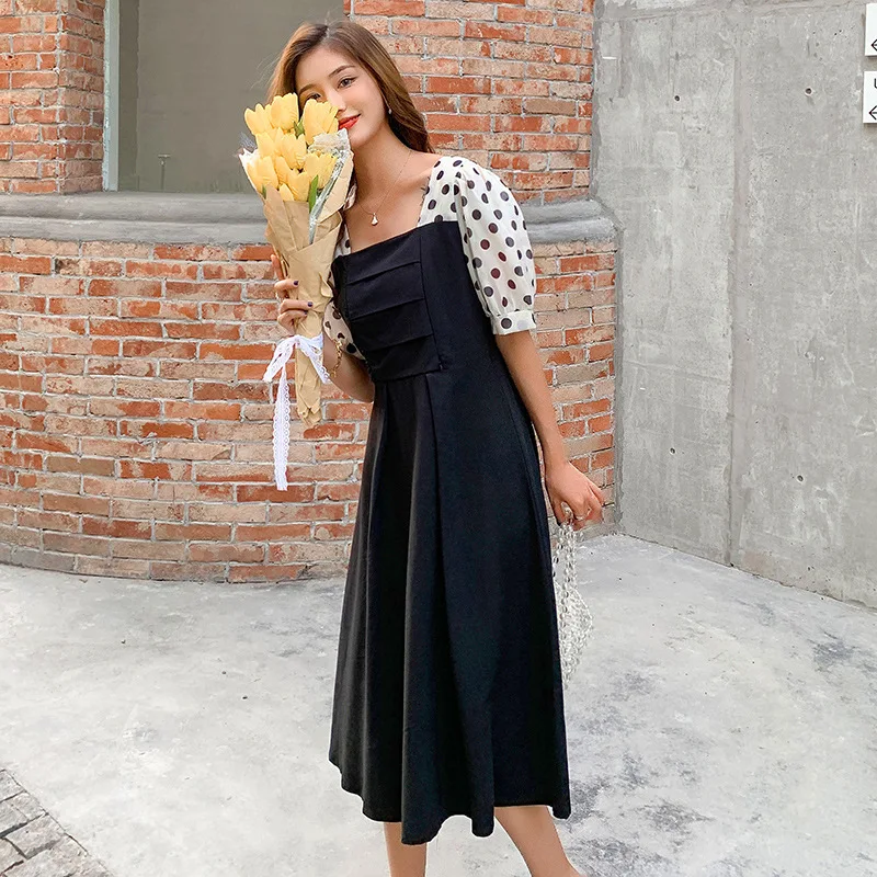 Summer New Nursing Dress Versatile Temperament Puff Sleeves Slim Fit Dresses for Women Nursing Dresses Breastfeeding Cotton 2022