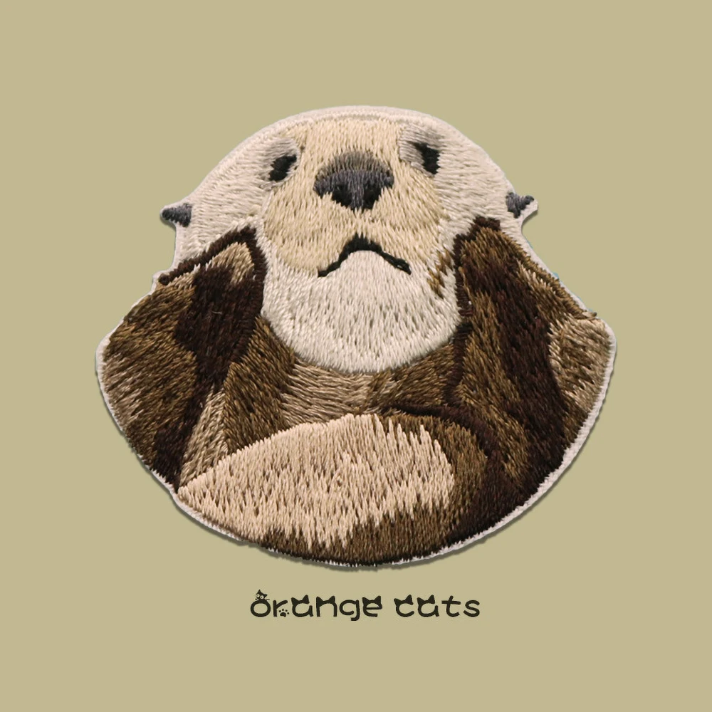 1 Piece Cute Stick on Embroidery Fabric Stickers Animal Otter Self adhesive for Clothing DIY Accessories