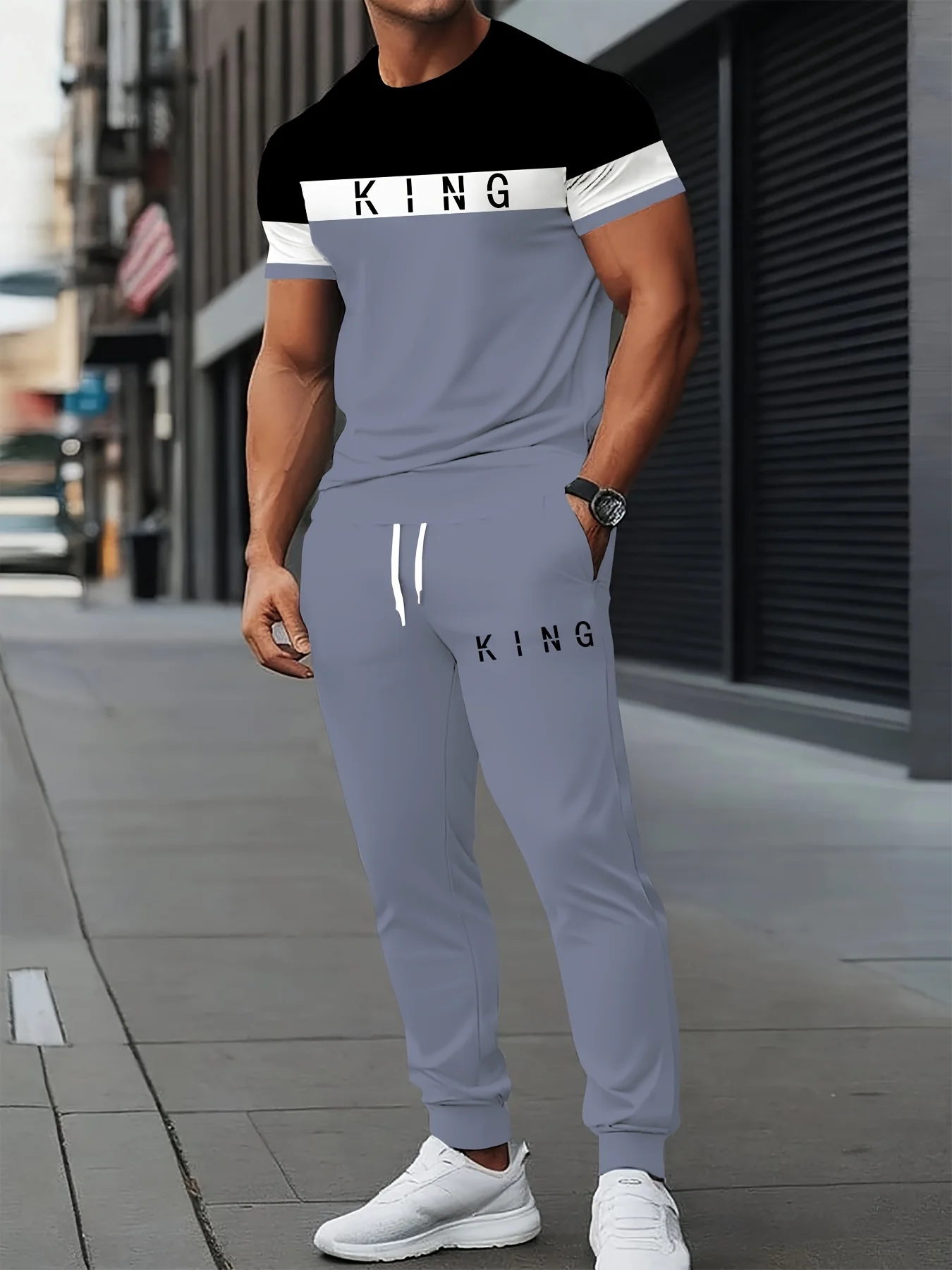2025 Summer New Street hip-hop casual Fashion 3D letter pattern Printed Soft Comfortable and breathable men's set