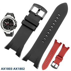 For Armani Ax1803 1802 1050 Silicone Watch Strap Waterproof Sports Rubber Wrist band Men's Black Watchband Accessories 31.14mm