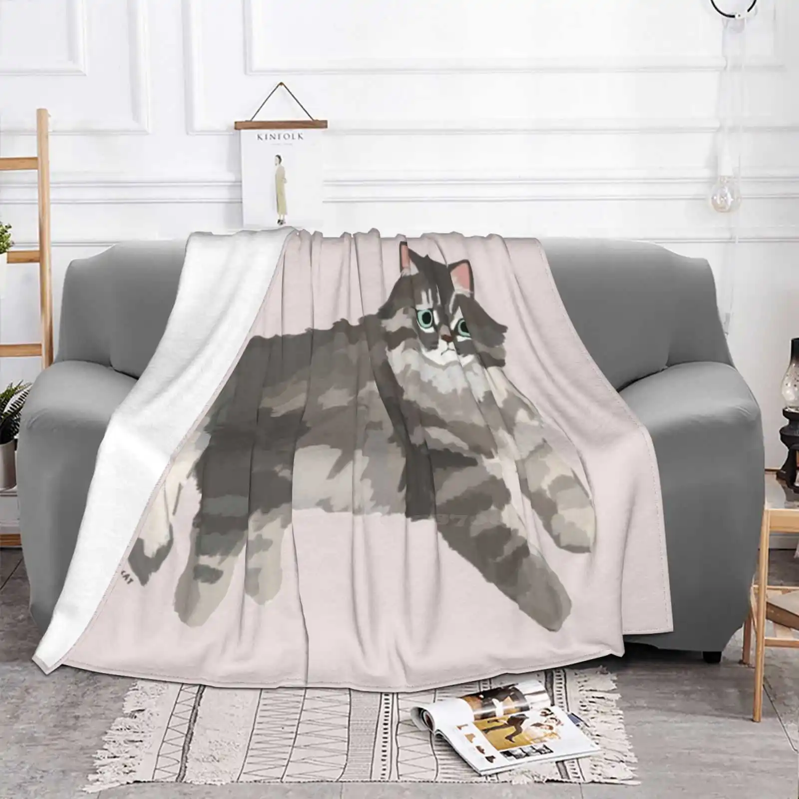 Norwegian Forest Cat Super Warm Soft Blankets Throw On Sofa/Bed/Travel Norwegianforest Illust Snowcat Eundong