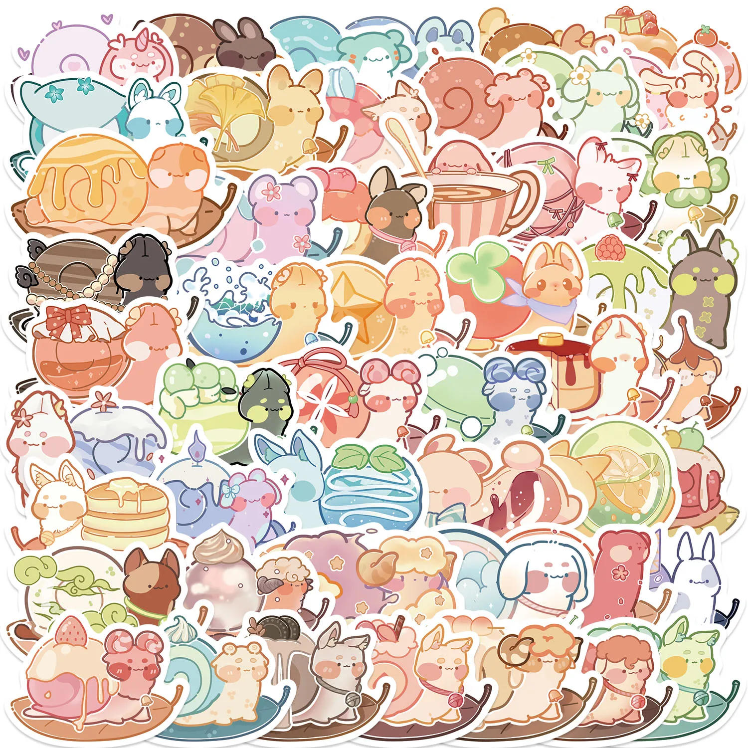50PCS Fun Cartoon Snail Stickers Scrapbooking Collage Material Phone Cases Guitar Notebooks DIY Decorative