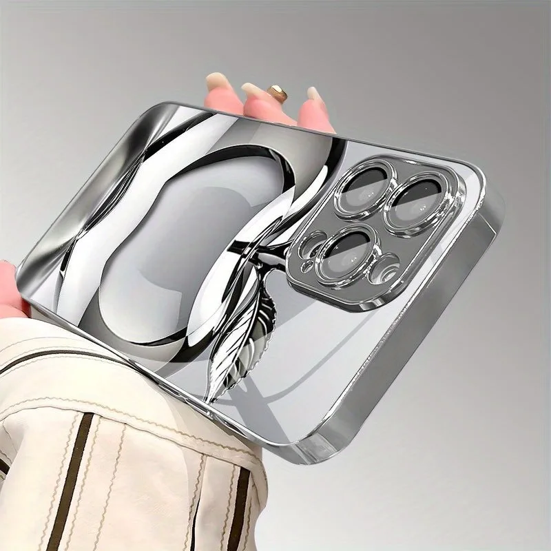 Przezroczyste etui na telefon z kryształkami, wzór Apple, szkło galwanizowane, do iPhone 17 16 15 14 13 12 Pro Max Plus 16E 17 Air Cover