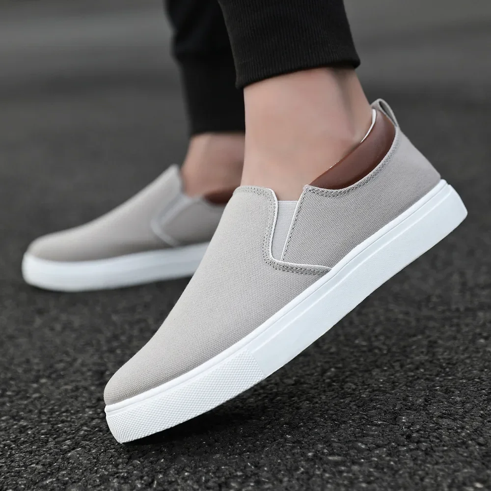 Autumn Men Canvas Casual Shoes Boys Male Sneaker Slip-on Vulcanized Flats Non-Leather Shoes Zapatos Hombres