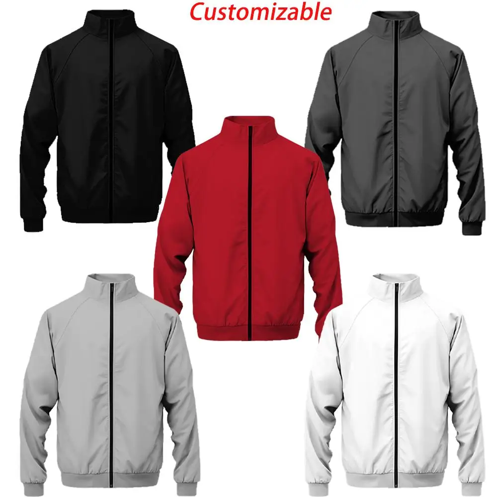 

Custom Logo Jacket Autumn Winter Solid Color Fashion Casual Loose Zipper Stand Collar Top Men's Outdoor Large Size 4XL Clothing