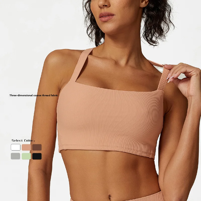 

2025 New Arrival Women's Stereo Thick Thread Sports Bra - Back Push Up Design Ideal For Yoga Fitness And Running Breathable