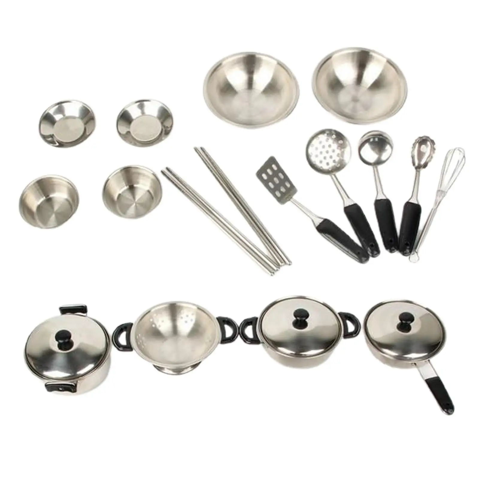 Little Pretend Play Edelstahl-Kochutensilien-Zubehör-Set, Spielzeug mit Kochgeschirr, Töpfen und Pfannen für Kinder und Mädchen