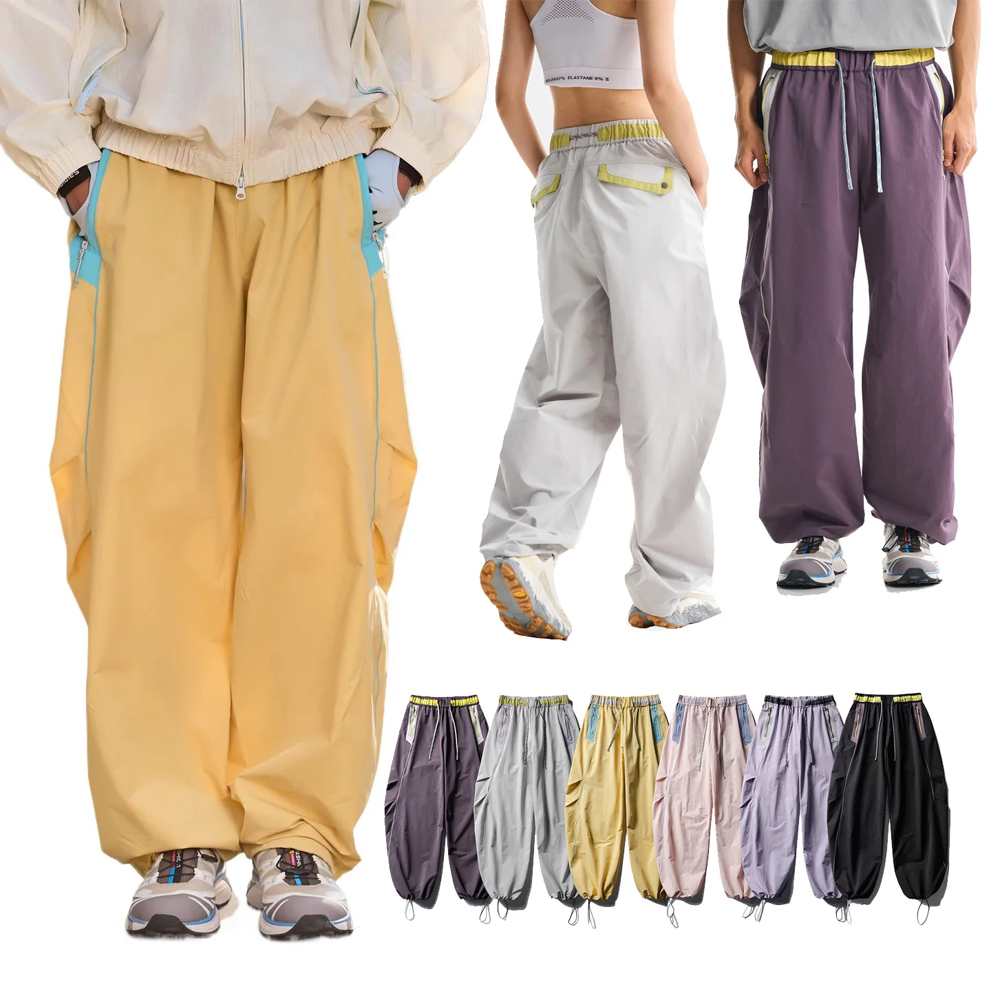 Men Women Splice Fashion Outdoor Loose Casual Lightweight Quick Dry Sports Cargo Baggy Pants Track Trouser Jogger Sweatpants - Image 3