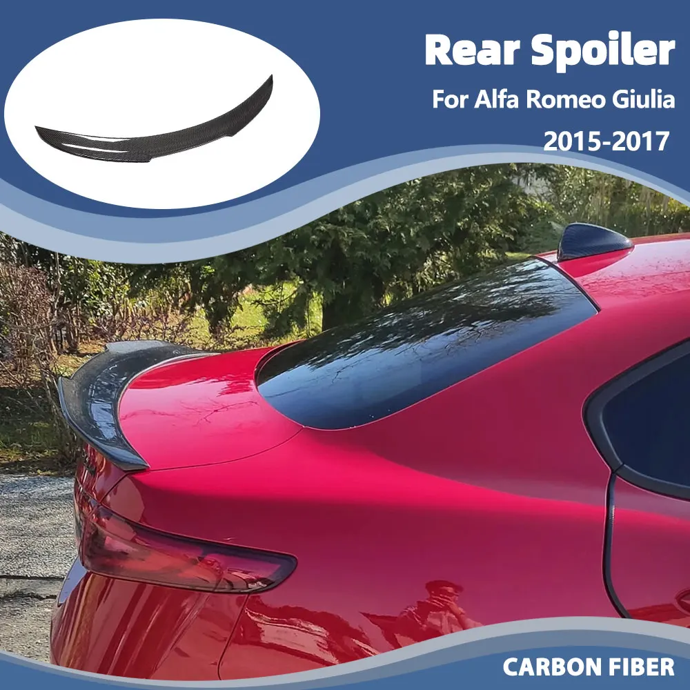 

Car Rear Spoiler For Alfa Romeo Giulia Sedan 4-Door 2015-2017 Carbon Fiber Racing Tail Boot Lid Wing Lip Trunk Spoiler