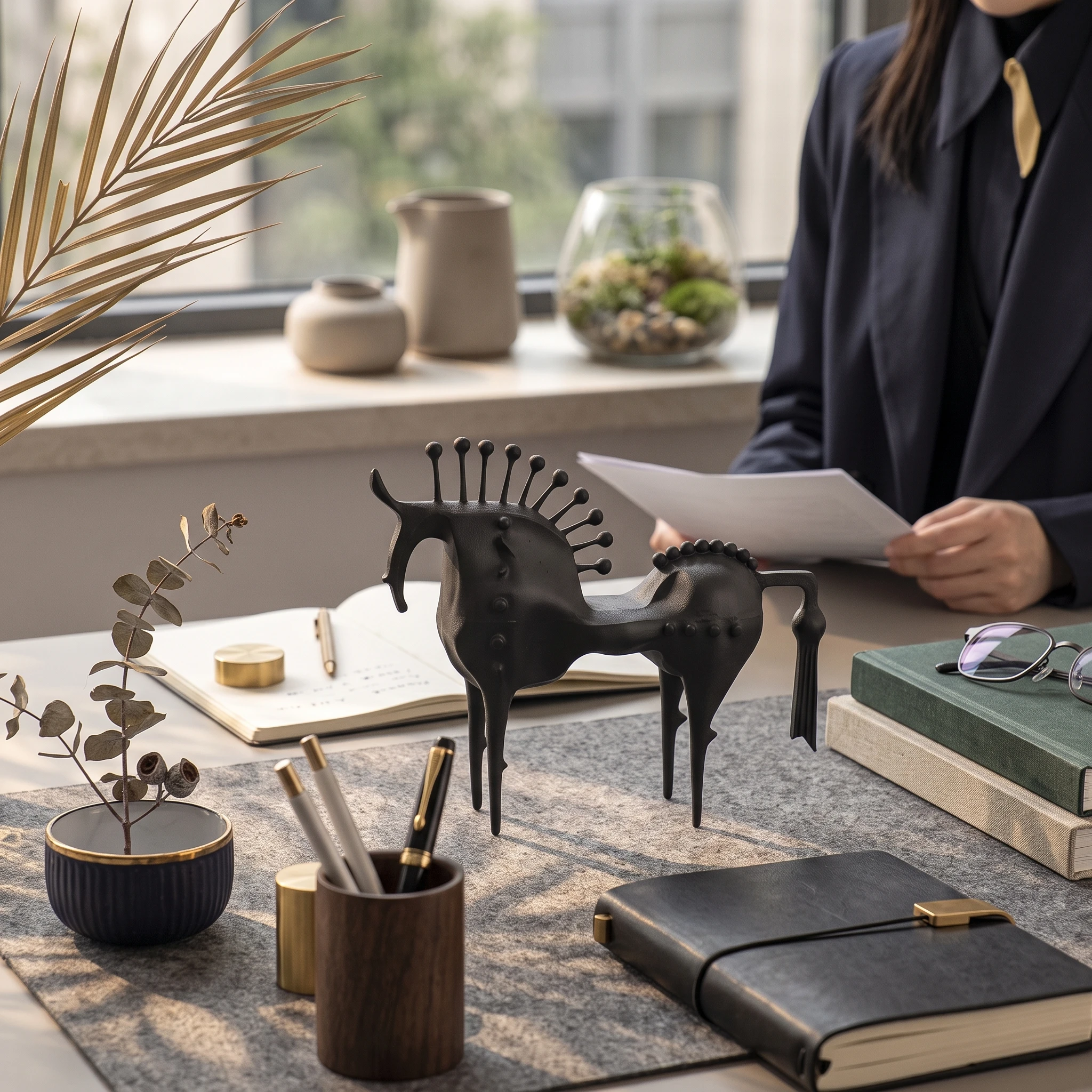 Figurine de cheval, sculpture abstraite de cheval, décoration artistique élégante pour les décorateurs d'intérieur, salon, bureau