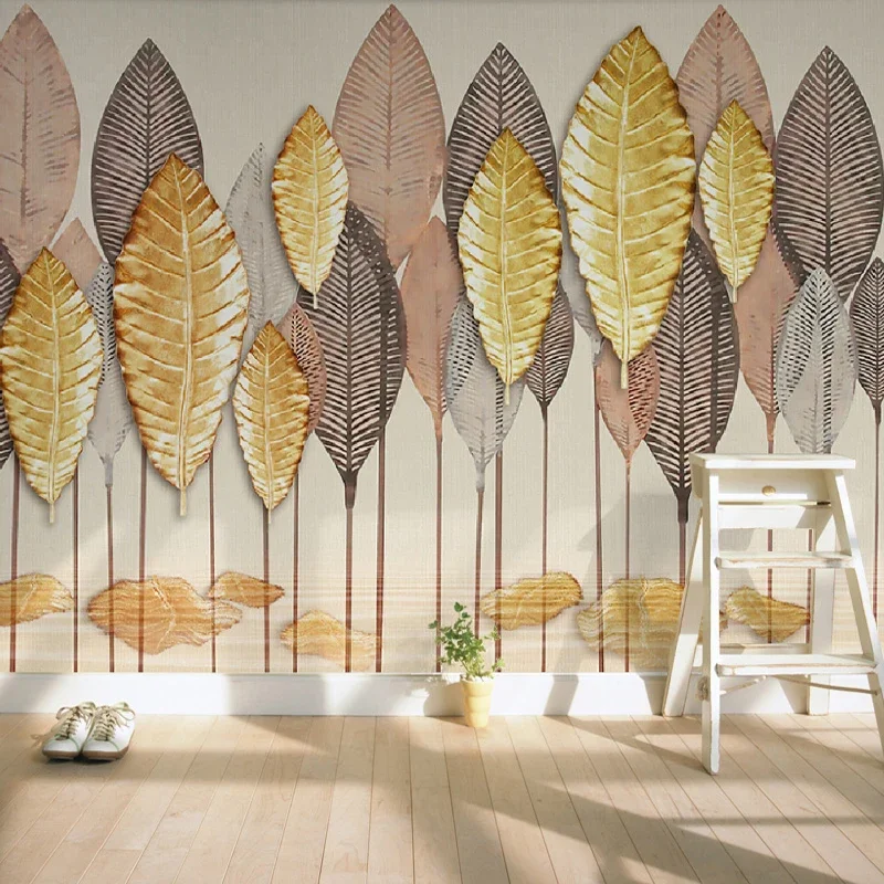 Custom 3D Wallpaper Murals Abstract Golden Leaves Modern Art Wall Painting Bedroom Living Room TV Background Photo Wall Covering
