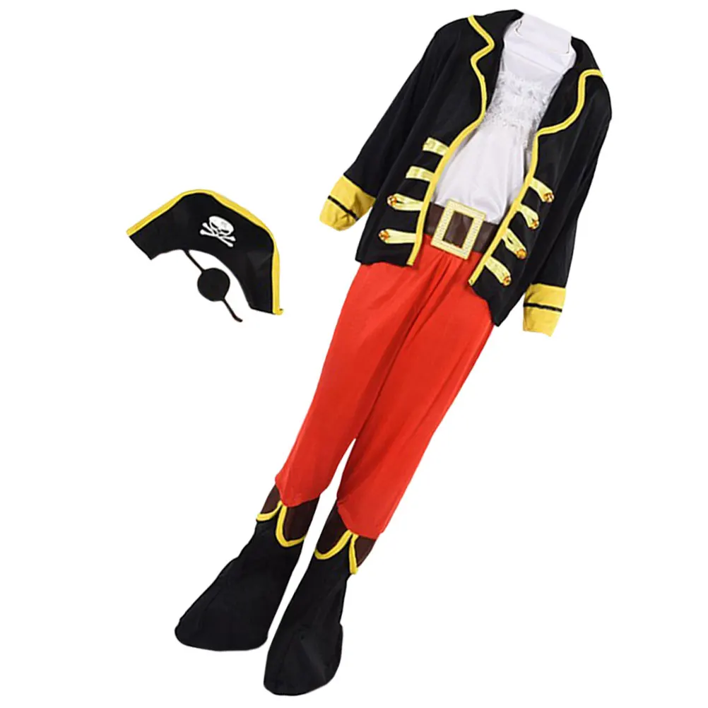 

1Set Kid Pirate Costume Shirt Hat Xl Size Halloween Party Masquerade Pirate Coat Durable Polyester Halloween Party Clothing
