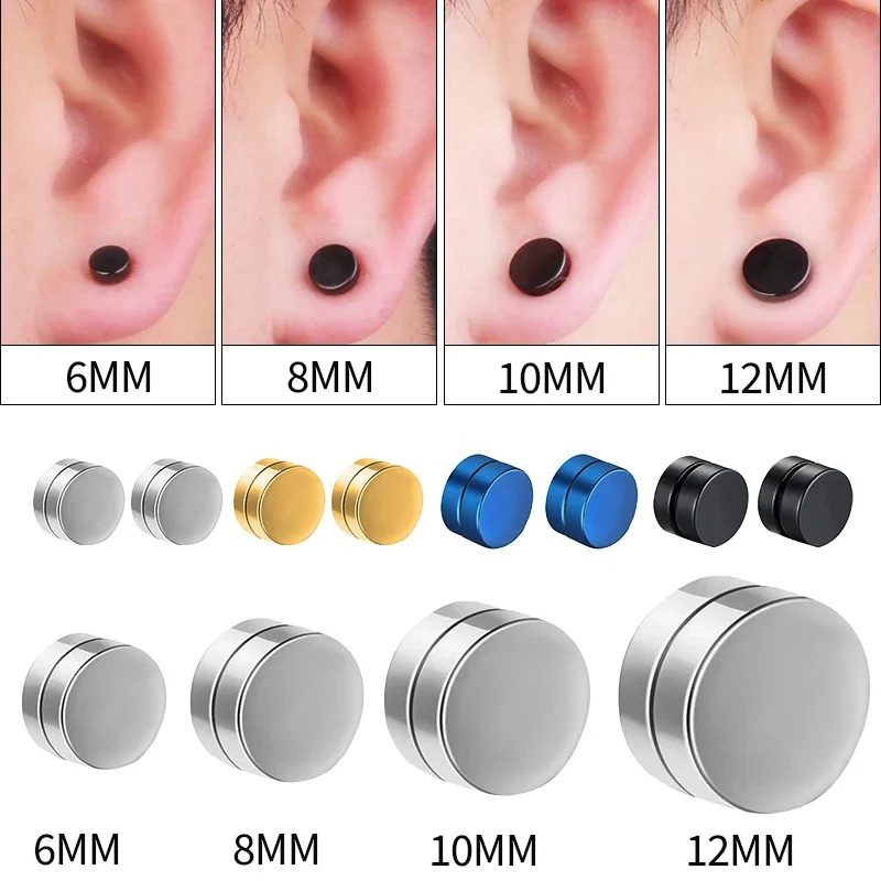 1 Pair Ear Clip Fake Ear Hoops for Men and Women, Magnetic Ear Clip Stainless Steel Clip on Pendant Earings Men Women Jewelry