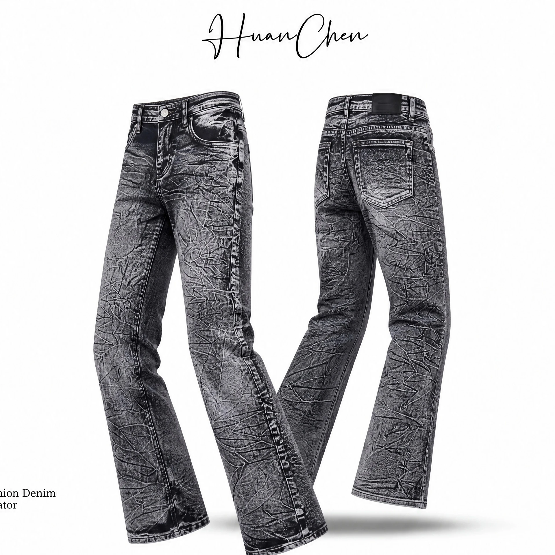 

Men's Jeans Man Pants Ripped Washed Streetwear Denim High Waist Skinny Stretch Casual Faded Slim Fit Microflare Trouser
