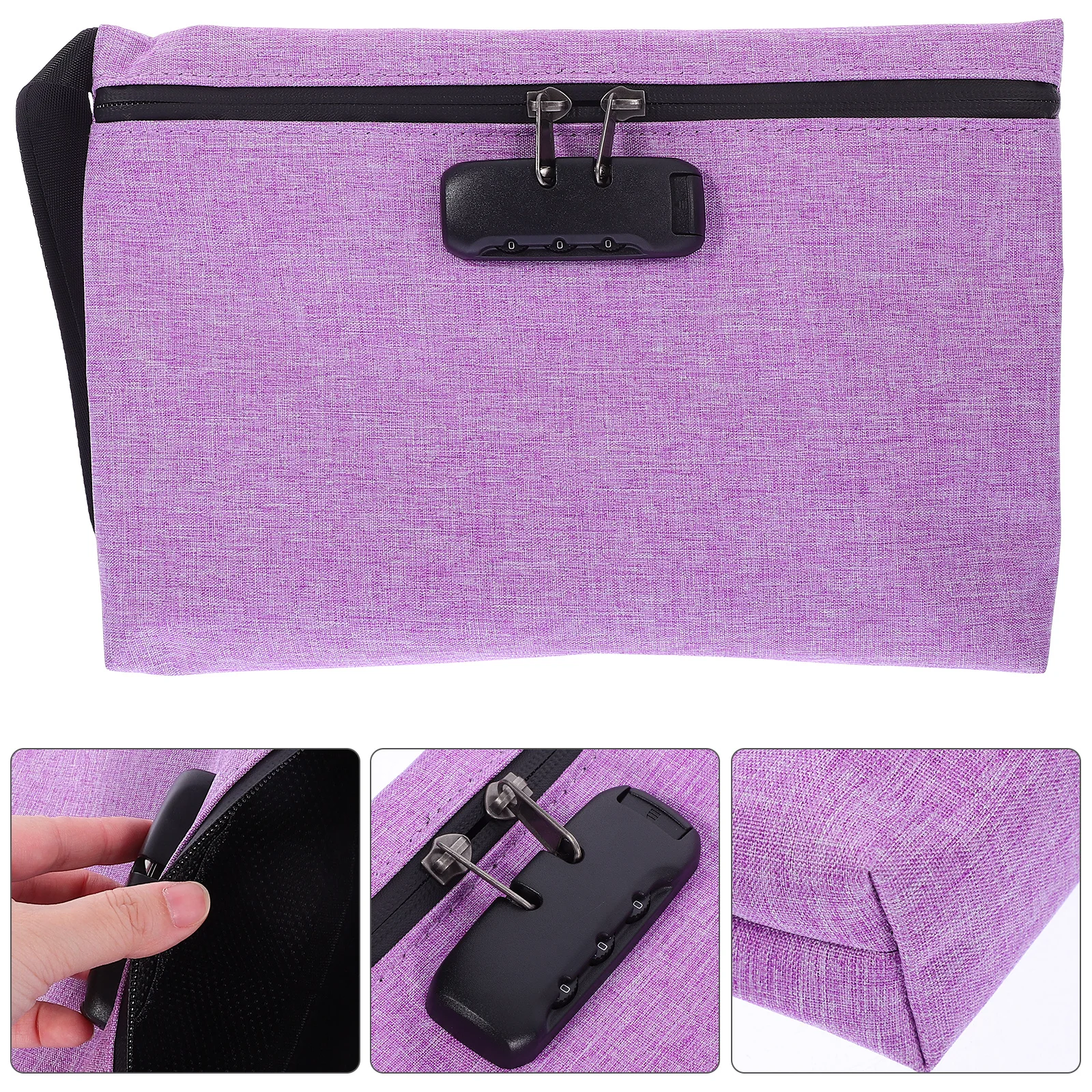 

Lockable Storage Bag Waterproof Combination Lock Pouch For Cash Jewelry Documents Business Travel Secure Organizer Case
