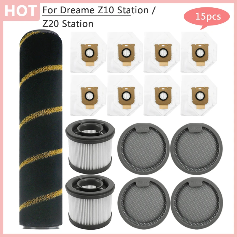 For Dreame Z10 Station / Z20 Station Robot Vacuum Cleaner Front Rear Filters Roller Brush Dust Bag Household Accessories