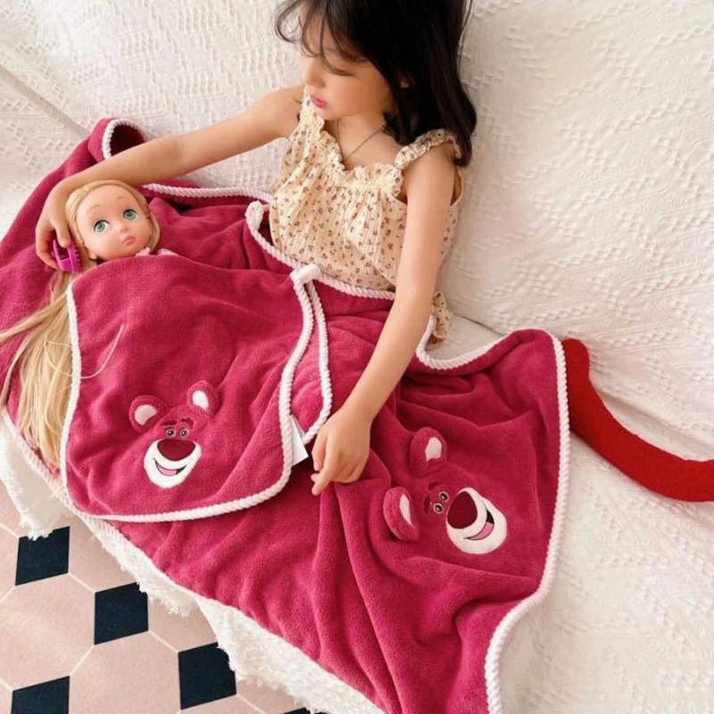 Disney Bath Towel Towel Two Piece Set Anime Lotso Beach Towel Cartoon Embroidery Child Soft Absorb Water Towel Girl Quilt Gift