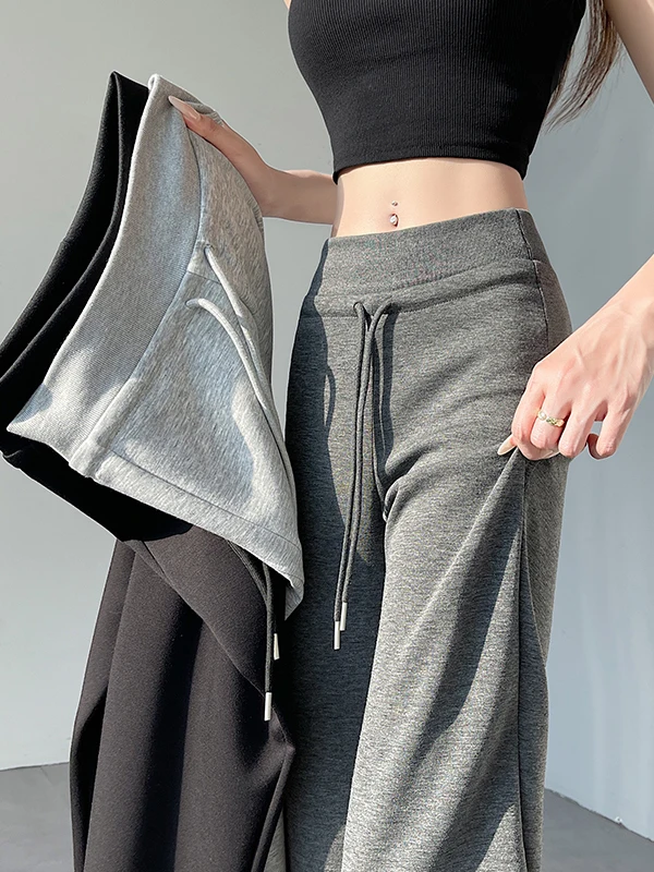 

High Waist Straight Leg Sports Pants Women's Spring Summer Thin Wide Leg Casual Trousers Loose Fit Drapey Comfortable