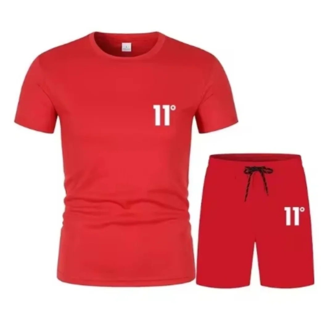 

Summer fashion men's short sleeved T-shirt set jogging clothing summer men's sportswear morning run fitness 2-piece set