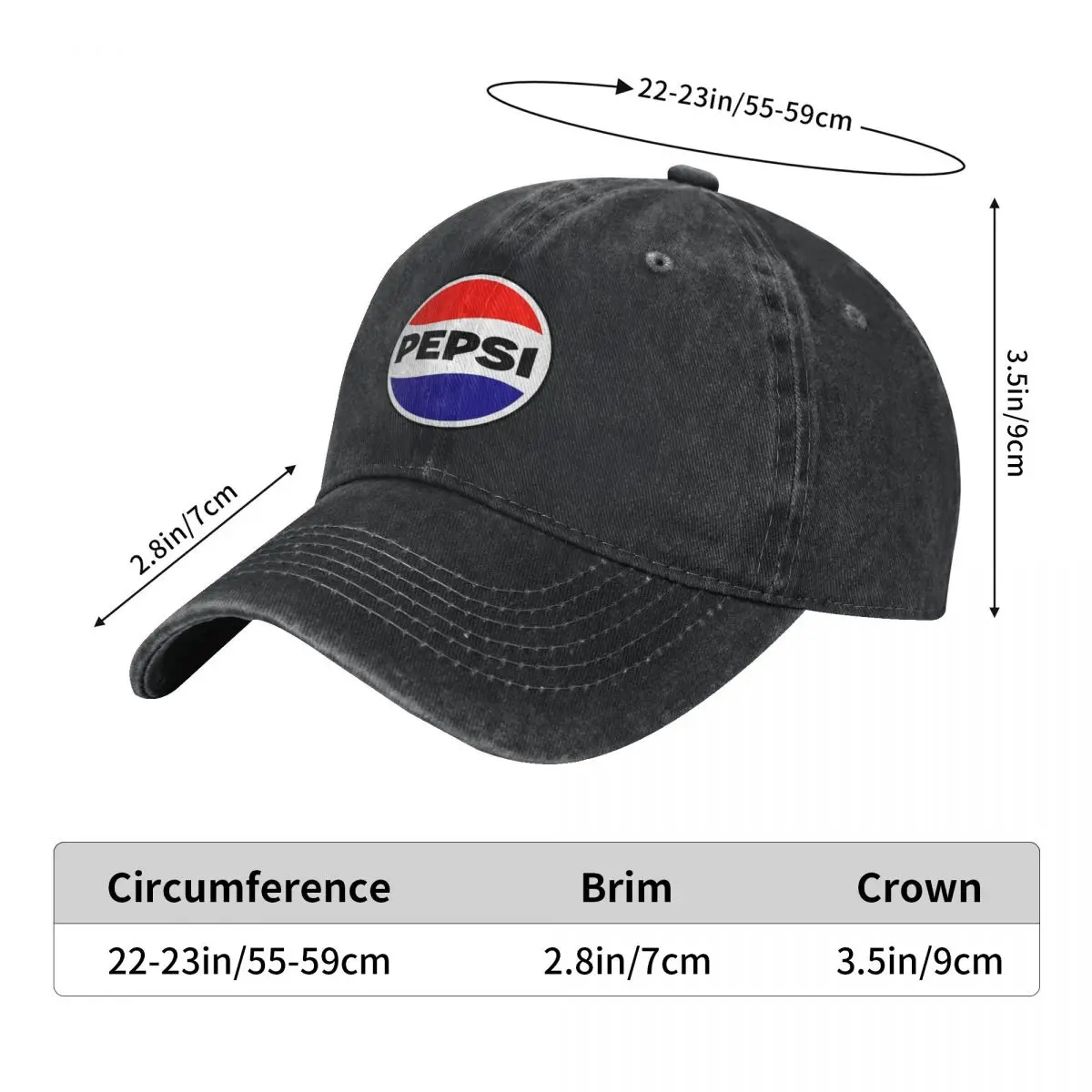 1969 PepsiED Logo Washed Baseball Cap Sweet Drink Casual Trucker Hat Summer Men Adult Kpop Rock Sun Visors Baseball Caps