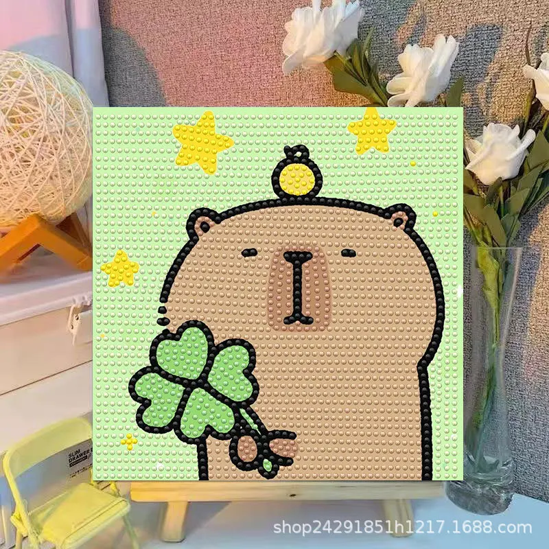 Cartoon Capibala Crystal Diamond Decorative Painting with Frame Art Painting 5D DIY Cross Embroidery Kit Couple Birthday Gift - view 4