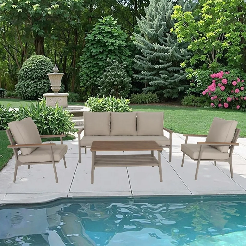 

Durable Aluminium Outdoor Furniture Modern Style Patio Garden Sofa Set For Courtyard Hotel