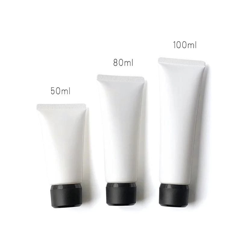 

50pcs 50g 80g 100g Empty White Frost Soft Tube For Cosmetic Lotion Cream Packaging Squeezed Plastic Bottle With Screw Cap