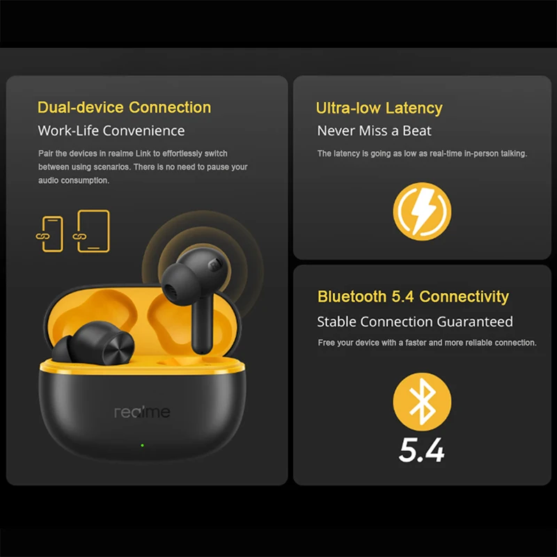 جديد Realme Buds T200 Lite True سماعة لاسلكية تعمل بالبلوتوث 5.4 ميكروفون مزدوج Al Deep Call إلغاء الضوضاء IPX4 مقاومة للماء
