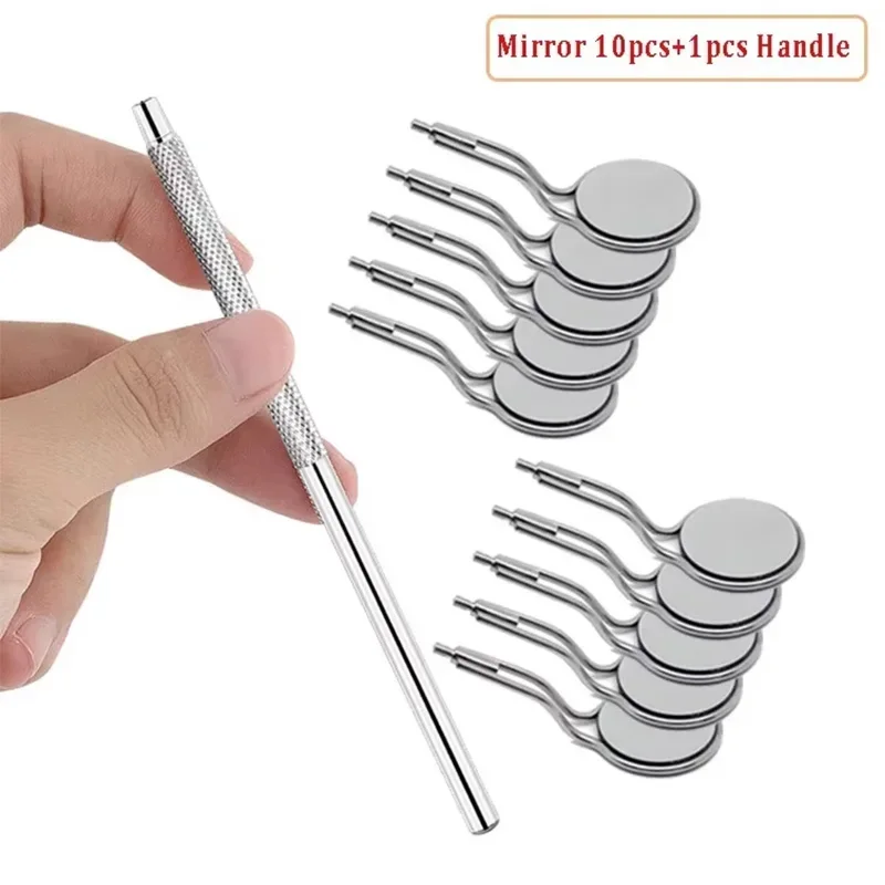 

High Quality Double-Sided Dental Mouth Mirror with Handle Anti-Fog Rhodium Oral Mirrors Reflectors Double Sided Reuse