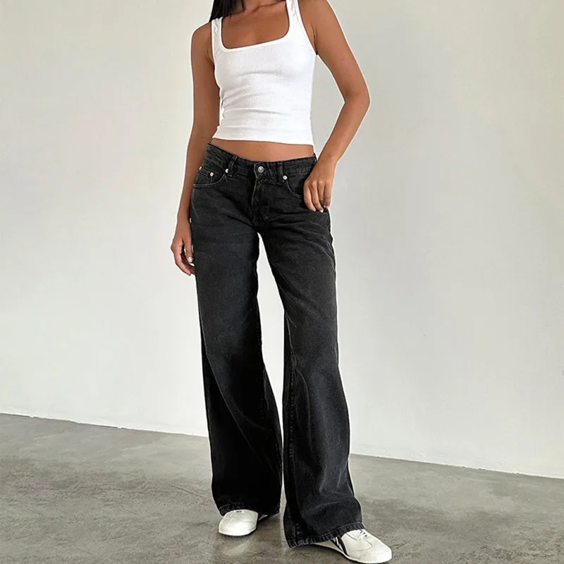 FRAYA LAB New Y2K Baggy Jeans for Women Trendy Low Rise Casual Straight Leg Boyfriend Jeans Denim Pants with Pocket Streetwear