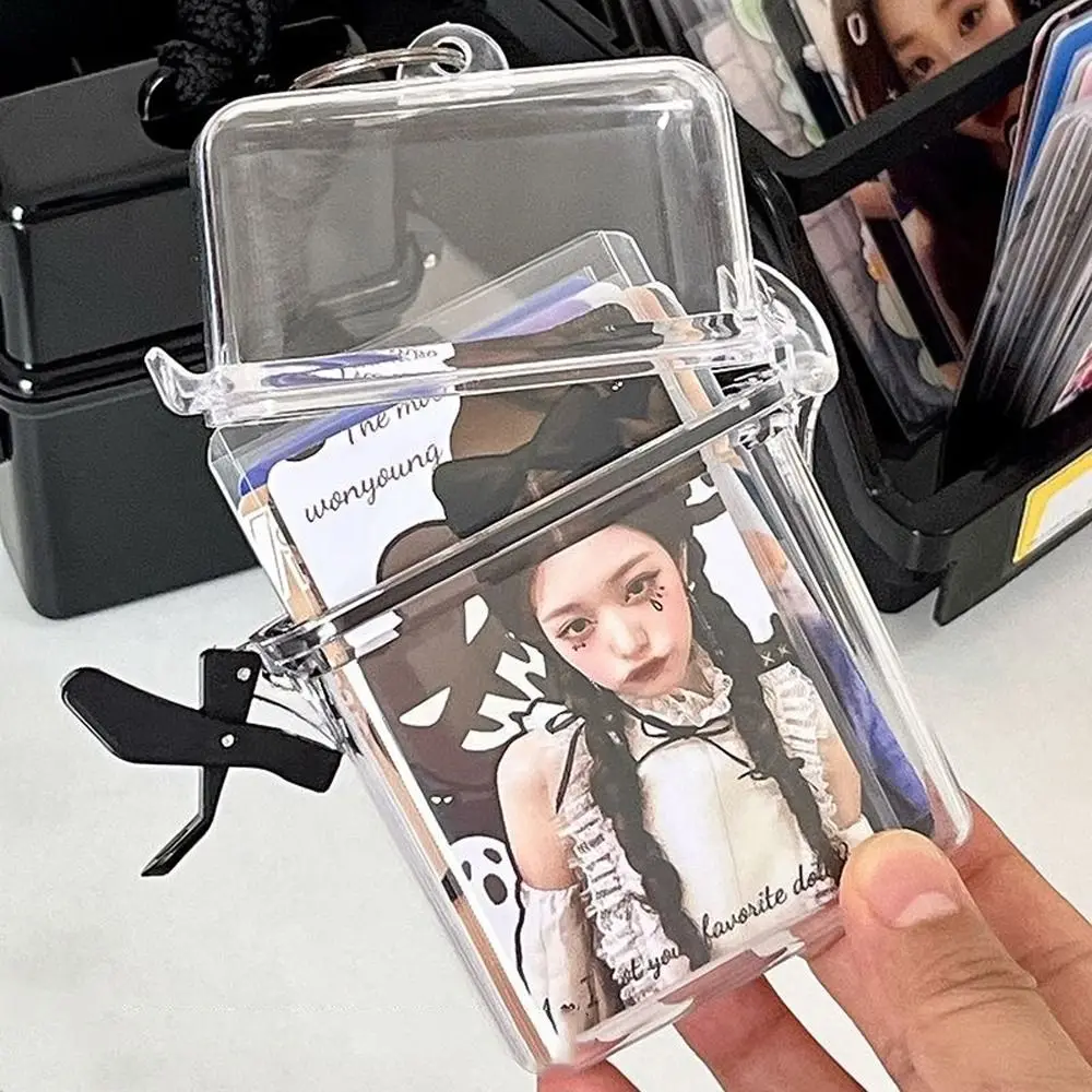 Transparent Photocards Storage Box Photo Organizer With Rope Idol Photo Holder Plastic Multipurpose Album Case Container