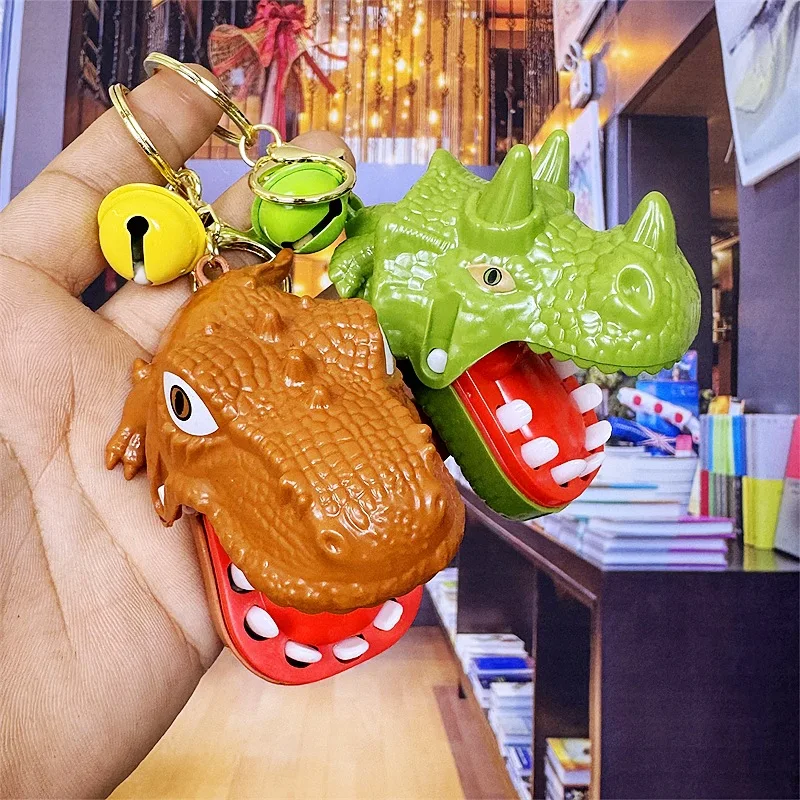 Porte-clés dinosaure mordu à la main, jouet crocodile mignon créatif, petit pendentif clé, couple de cartable, breloque, petit cadeau, amusant