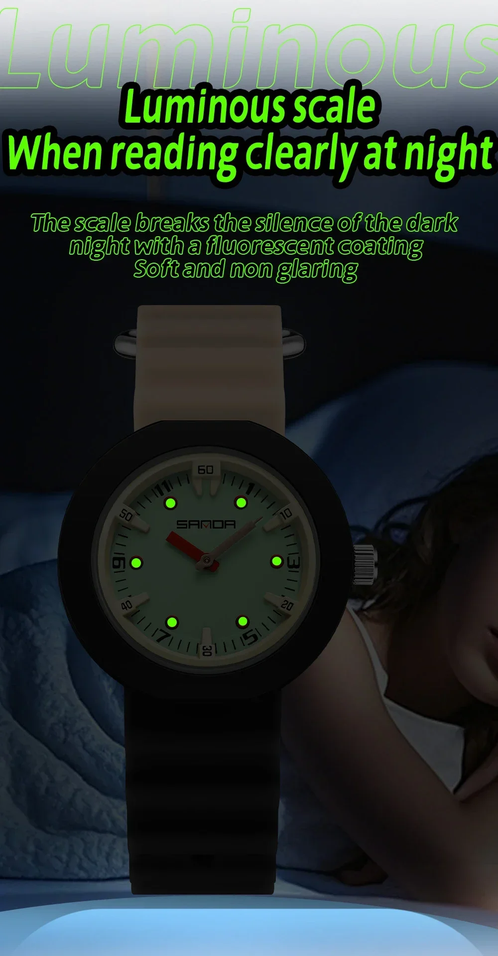 SANDA Новые детские кварцевые часы SD9108 с импортным механизмом, водонепроницаемые светящиеся стереоскопические дисковые студенческие часы