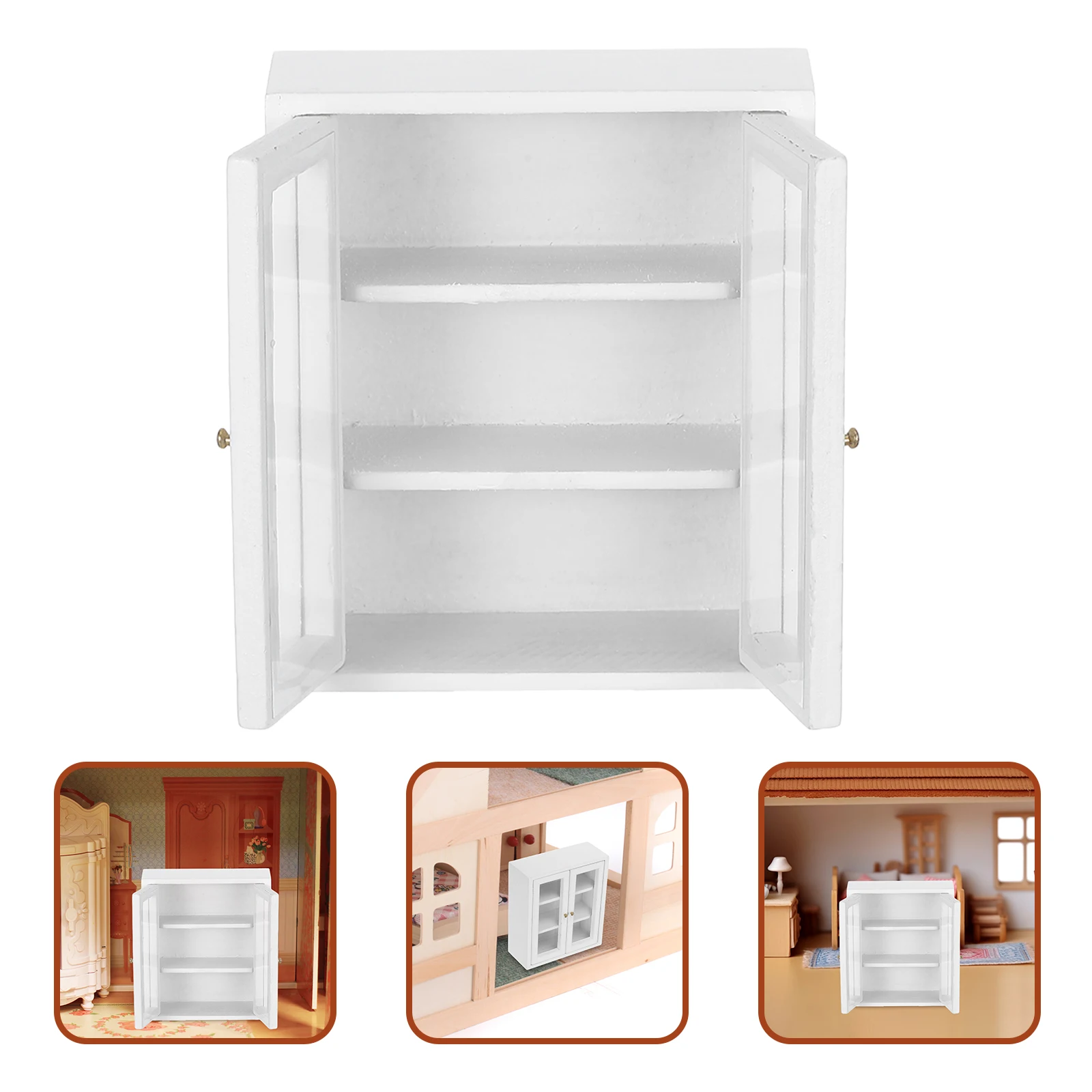 マイクロキャビネット家具ミニチュアディスプレイシェルフ木製ドールハウス壁を飾る