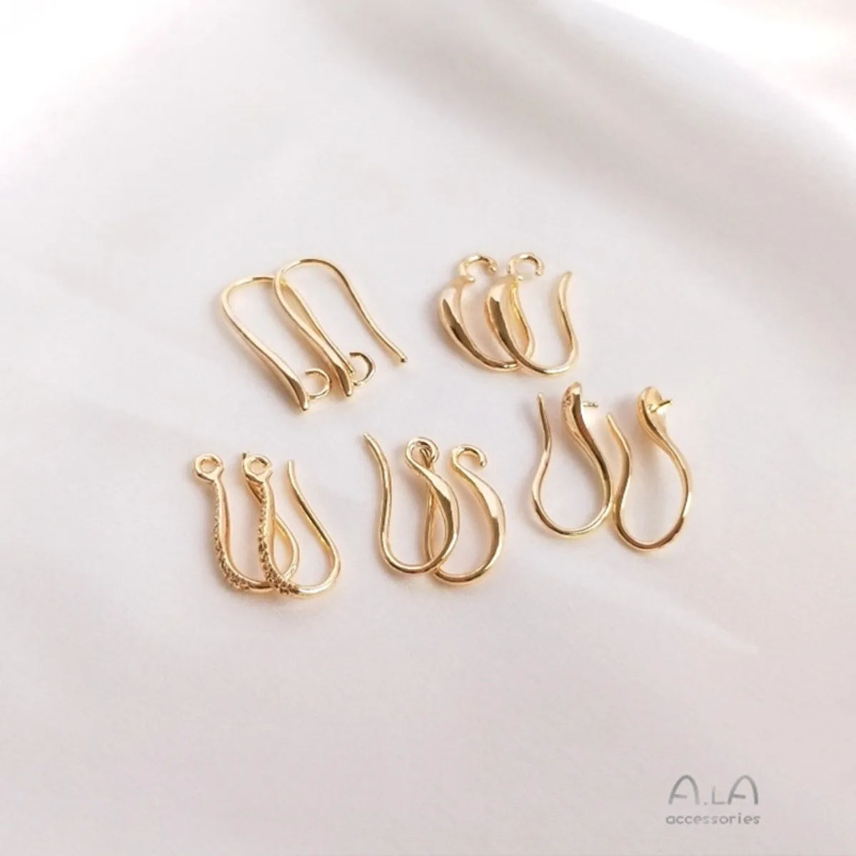 Brass Gold Plated Ear Hook With Bezel Cup DIY Handmade Tassel Dangle Earring Jewelry Findings