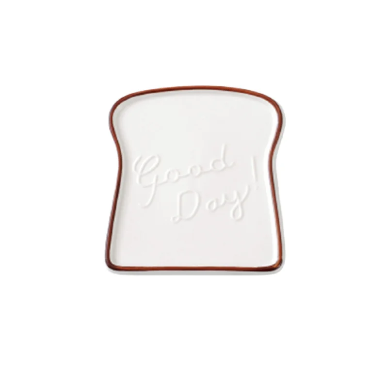 6.5 Inch Toast Plate Ceramic Dinner Plate Kitchen Tools Tableware Lovely Korean Children\'s Breakfast Bread Shape Plate