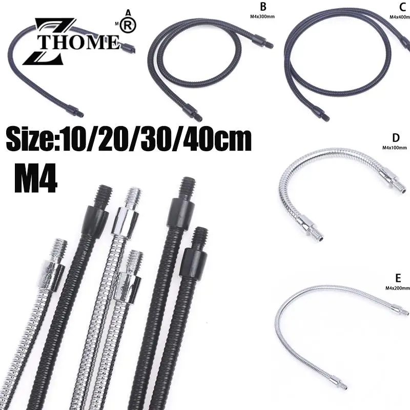 LED Gooseneck M4 Black Silver Microphone Positioning Hose Two External Teeth M4 Flexible Snake Tube