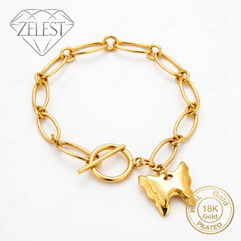 18K Gold-Plated 8-Inch Exquisite Double-Layer Butterfly Bracelet – Stylish Women's Jewelry for Weddings and Parties