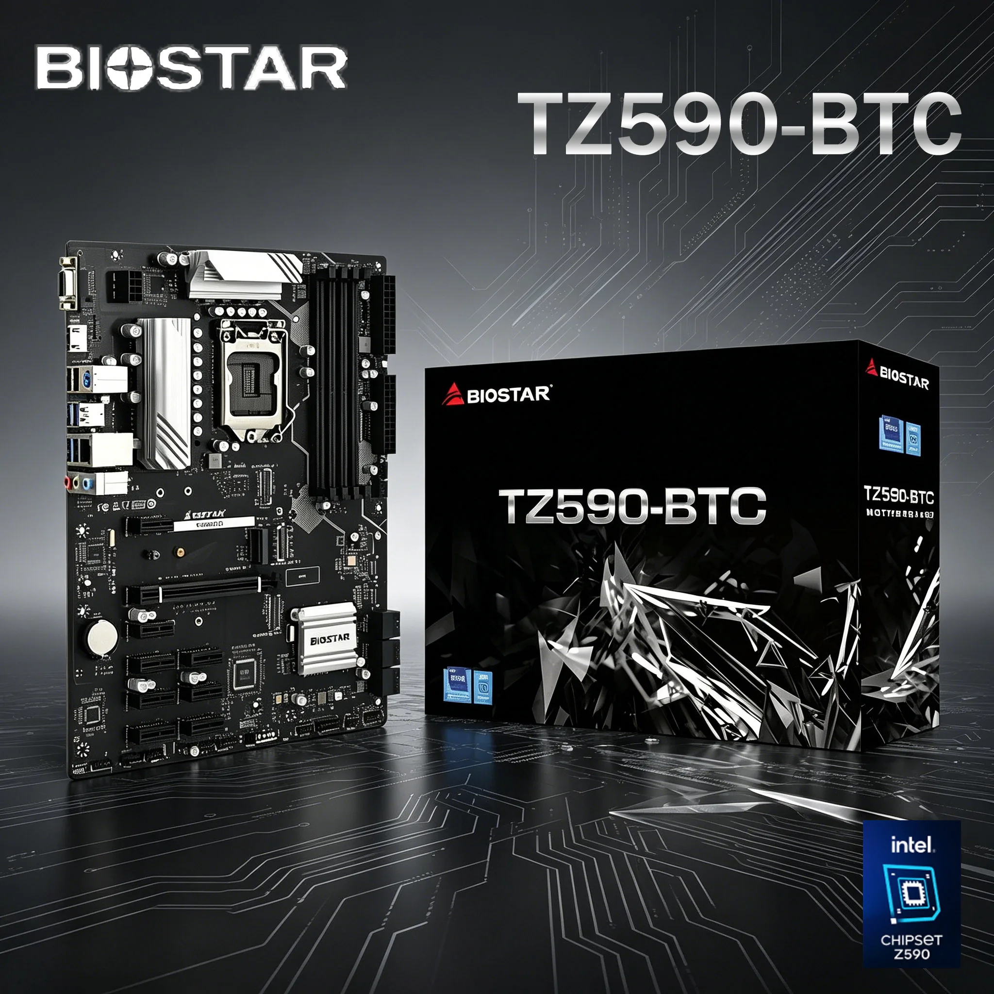 Placa base BIOSTAR TZ590-BTC LGA 1200 DDR4 Z590 128G M.2 compatible con CPU 11900K 10900K 11700T 10700F 11600K 8 ranuras PCIe 3.0 ATX